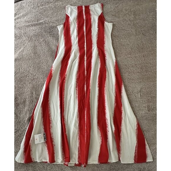 ASOS DESIGN Curve slash neck button down waistcoat maxi dress in stripe 14 New - Picture 11 of 14